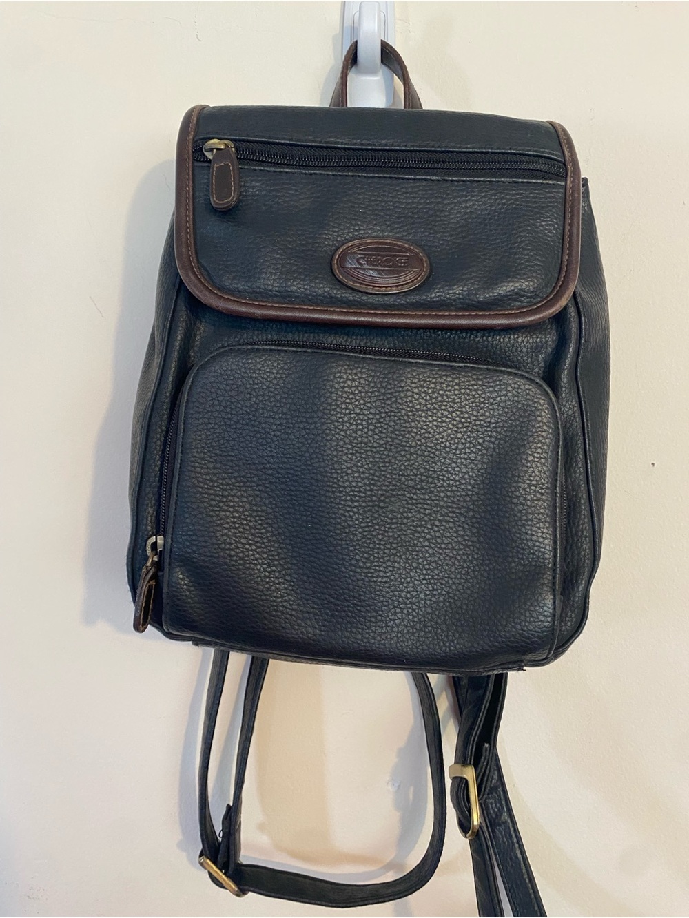 Cherokee Vintage y2k Black Faux Leather Mini Backpack Bag Retro